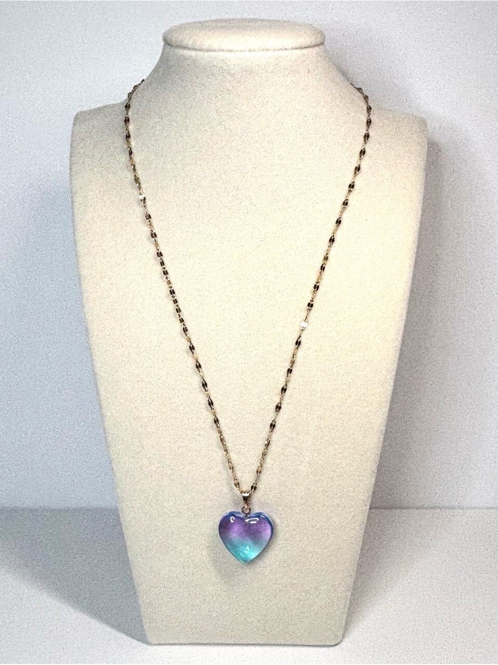 Mermaid glass heart pendant necklace